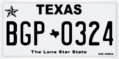 TX license plate BGP0324