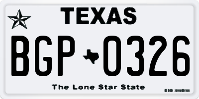 TX license plate BGP0326