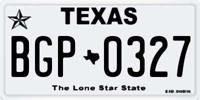 TX license plate BGP0327