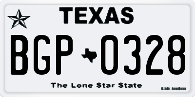 TX license plate BGP0328