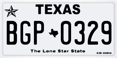 TX license plate BGP0329