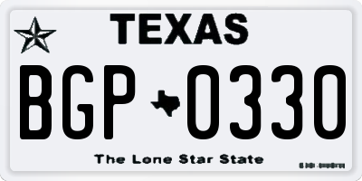 TX license plate BGP0330
