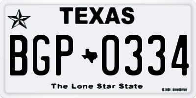TX license plate BGP0334