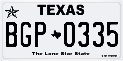 TX license plate BGP0335