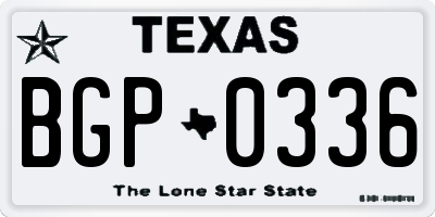 TX license plate BGP0336