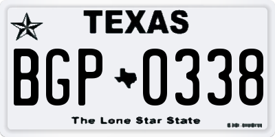 TX license plate BGP0338