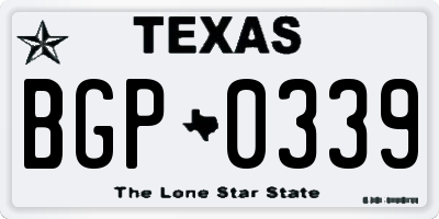 TX license plate BGP0339