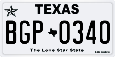 TX license plate BGP0340