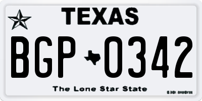 TX license plate BGP0342