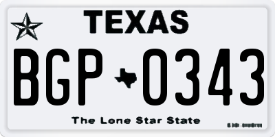 TX license plate BGP0343