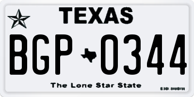 TX license plate BGP0344