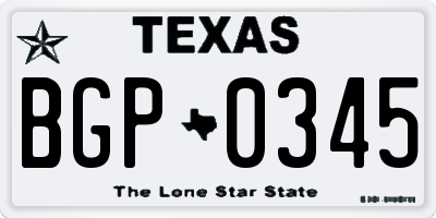 TX license plate BGP0345