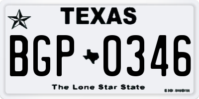 TX license plate BGP0346