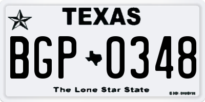 TX license plate BGP0348