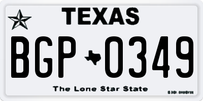 TX license plate BGP0349