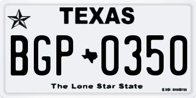 TX license plate BGP0350