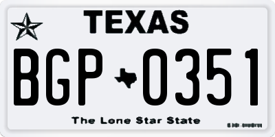TX license plate BGP0351