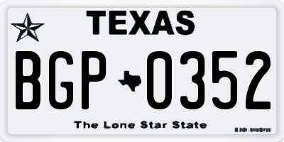 TX license plate BGP0352