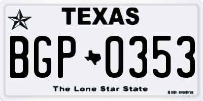 TX license plate BGP0353