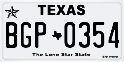 TX license plate BGP0354