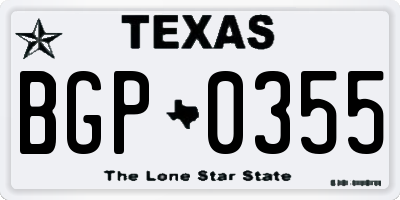 TX license plate BGP0355