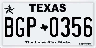 TX license plate BGP0356