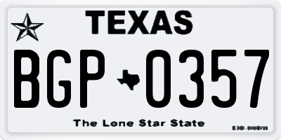 TX license plate BGP0357