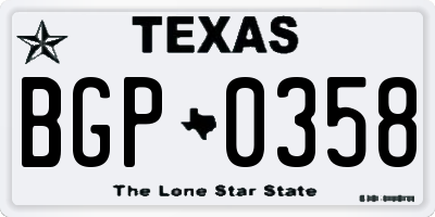 TX license plate BGP0358