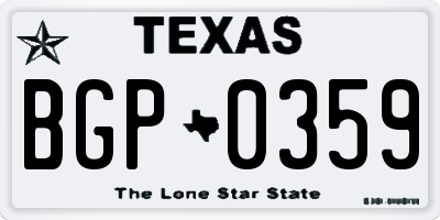 TX license plate BGP0359