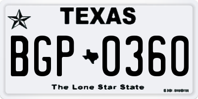 TX license plate BGP0360