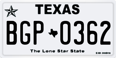 TX license plate BGP0362
