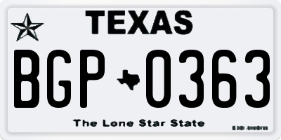 TX license plate BGP0363