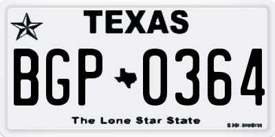TX license plate BGP0364