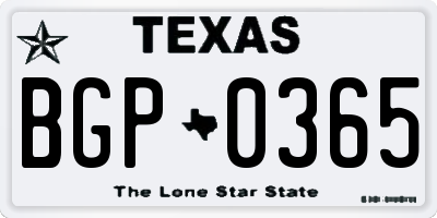 TX license plate BGP0365