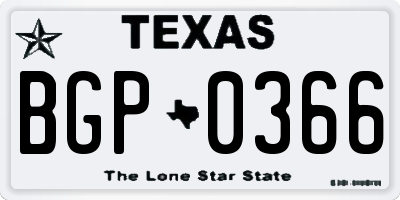 TX license plate BGP0366