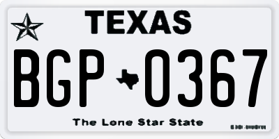 TX license plate BGP0367