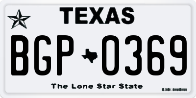 TX license plate BGP0369
