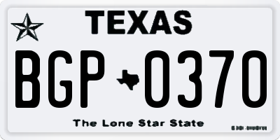 TX license plate BGP0370