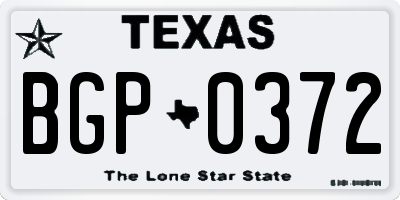 TX license plate BGP0372