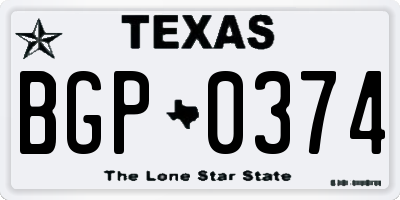 TX license plate BGP0374