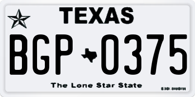 TX license plate BGP0375