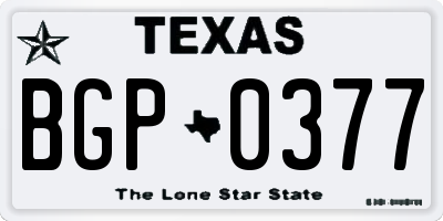 TX license plate BGP0377