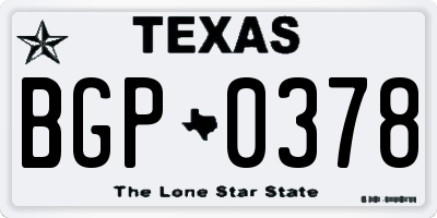 TX license plate BGP0378