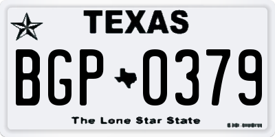 TX license plate BGP0379