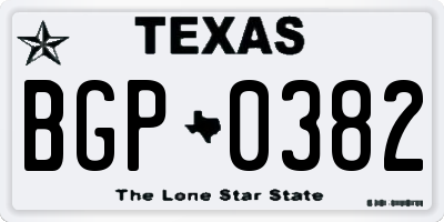 TX license plate BGP0382