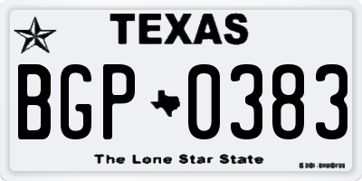 TX license plate BGP0383
