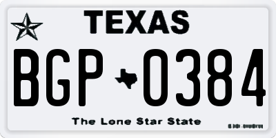 TX license plate BGP0384