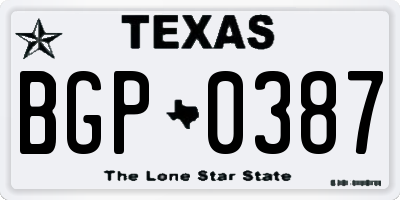 TX license plate BGP0387