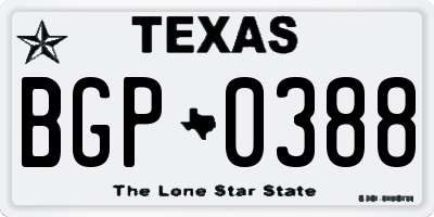 TX license plate BGP0388