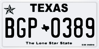 TX license plate BGP0389